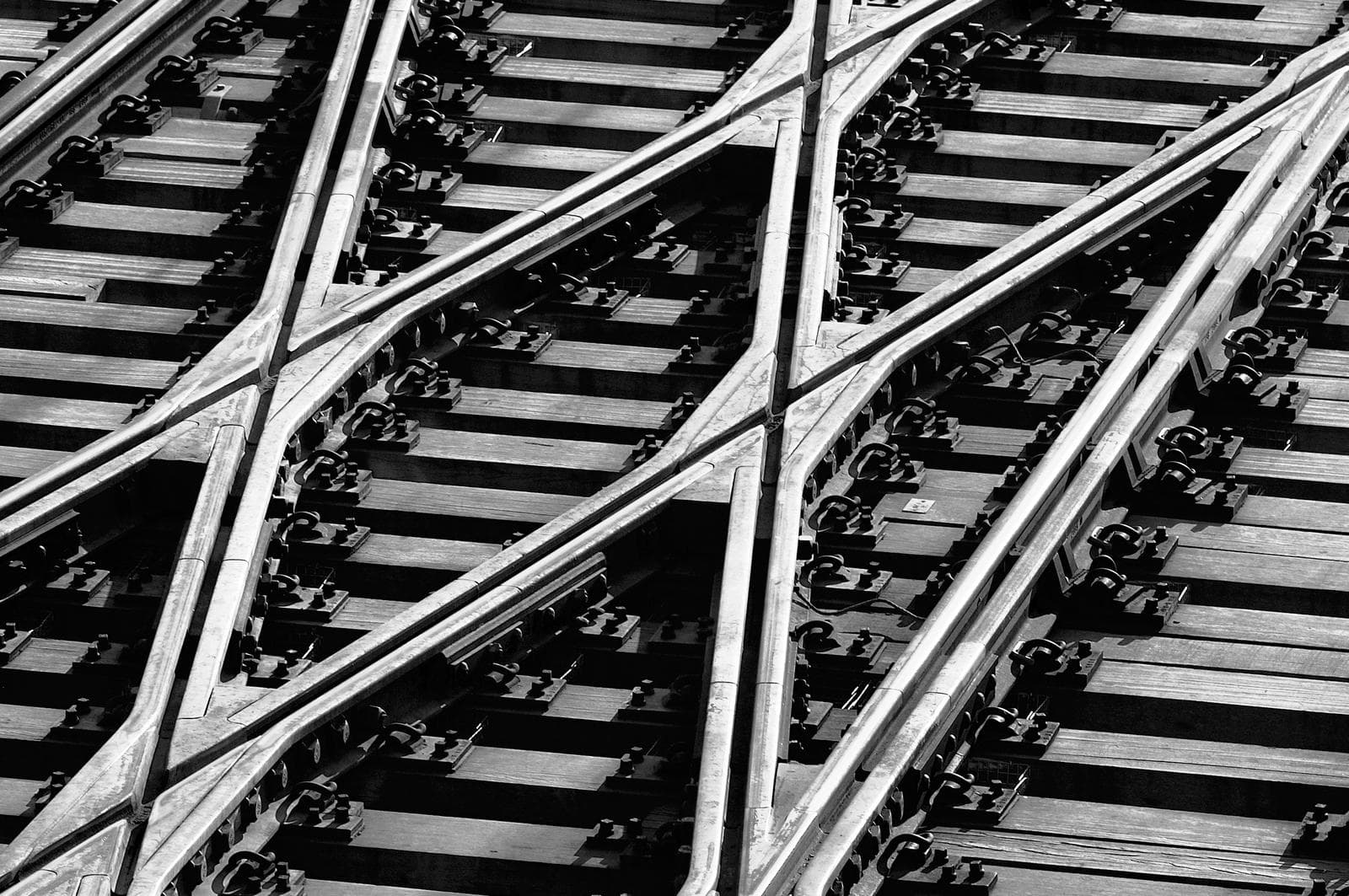 Close up of crossroad railroad