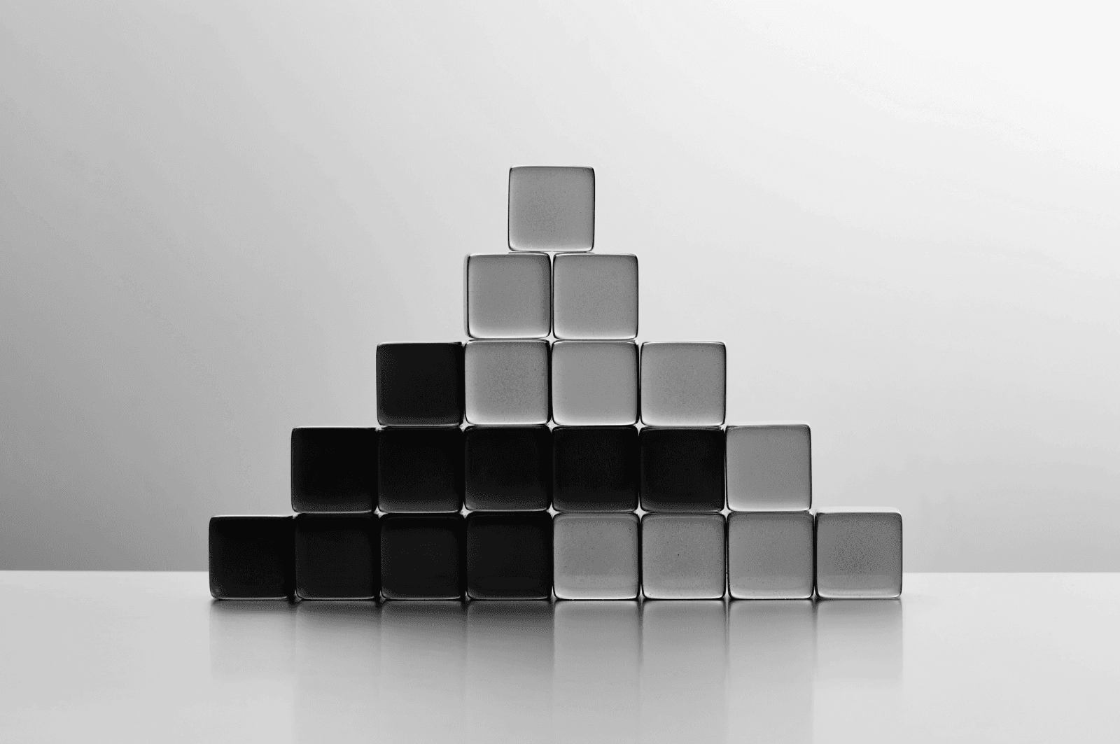 Stack of cubed shapes stacked in a pyramid
